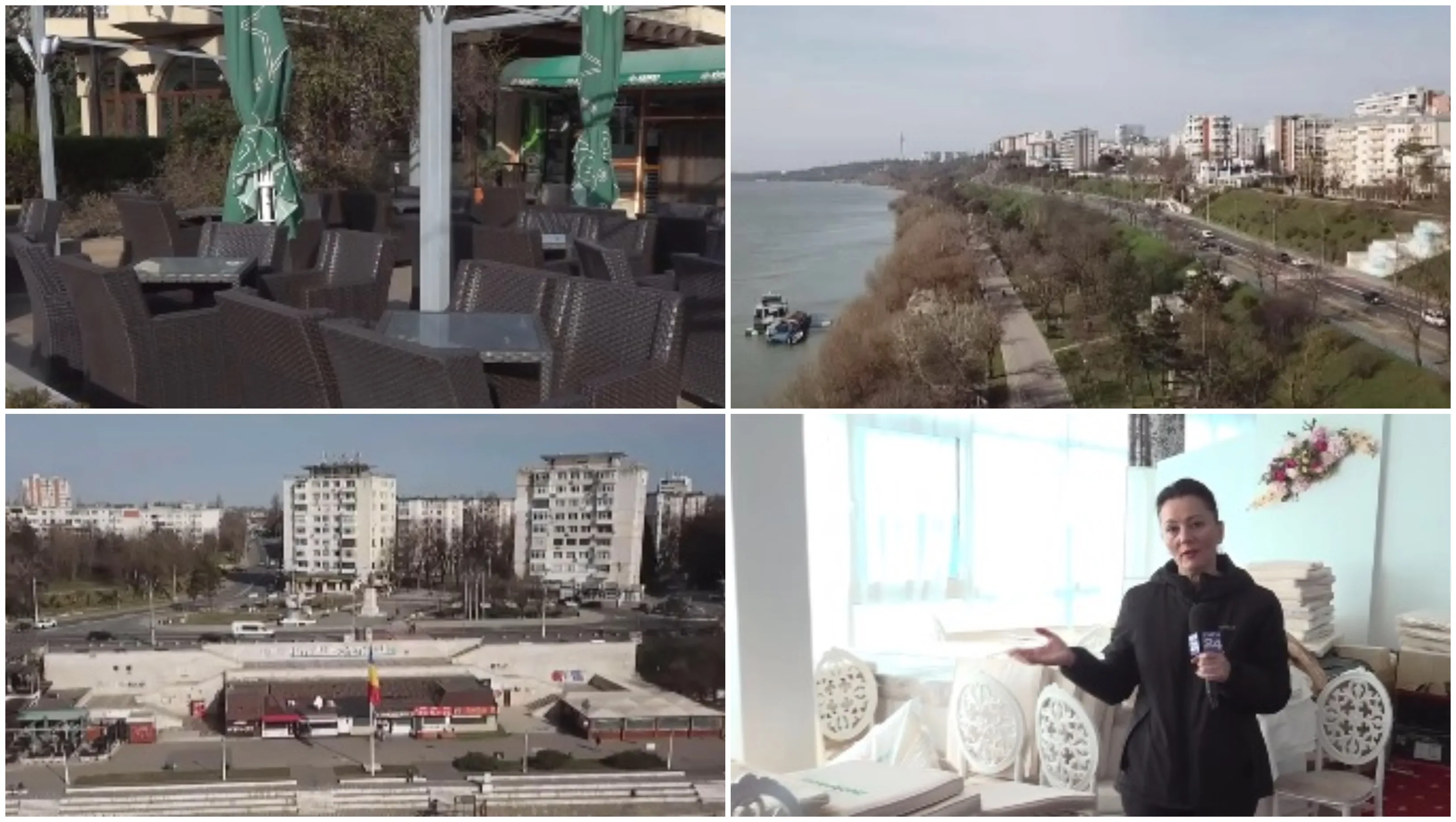 Faleza Dunării din Galați cu restaurante și terase închise în timpul modernizării