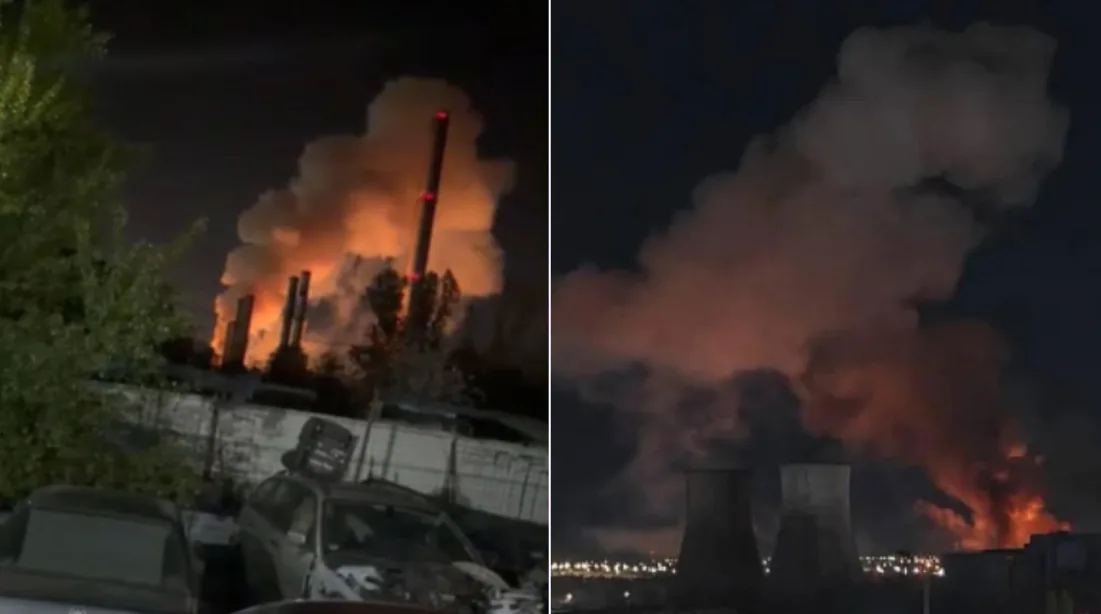 Incendiu puternic cu flăcări deschise la transformatoare CET Vest din București, intervenție pompieri