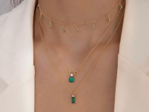 set-colier-3-straturi-pietre-verzi-nou
